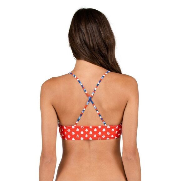 VOLCOM PRIDE RED/WHITE/BLUE REVERSIBLE V NECK BIKINI TOP SIZE SMALL NWT - Picture 3 of 14